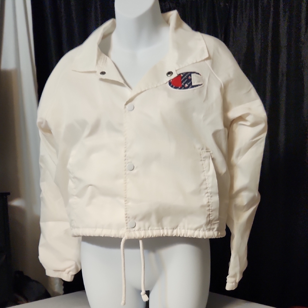 Champion Off-White Snap Jacket with Logo